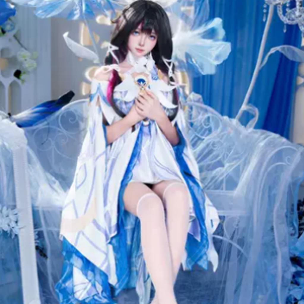 Spiel GenshinImpact Damselette Columbina Cosplay Kostüm Outfits Halloween Karneval Party Rollenspiel Uniform Perücke für Damen