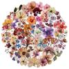 10/30/50pcs Vintage Dry Flower Stickers Watercolor Aesthetic Graffiti Decals DIY Laptop Journal Notebook Transparent Sticker Toy