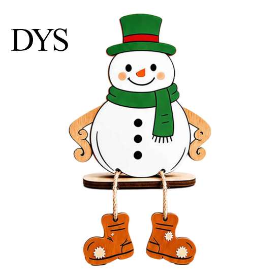 Small Wooden Holiday Gifts Christmas Hanging Leg Ornament, Santa/Snowman/Christmas Tree Shape, Shelf Sitter Decorative Craft for Fireplace Tabletop