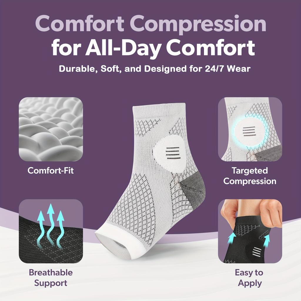 Durable And Safe 1Pair Ankle Compression Socks Compression Foot Sleeves With Arch And Ankle Support Open-Toe Design Neuropathy Socks