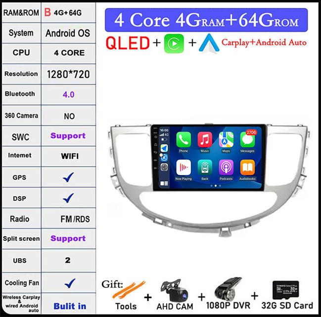 For Hyundai Rohens Genesis 2008-2013 GPS Navi WiFi Android 14 Intelligent System Car Video Multimedia Player GPS DSP Stereo