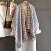 Autumn and winter new geometric thousand bird grid double-sided imitation cashmere scarf women's thickened warm shawl travel photo scarf