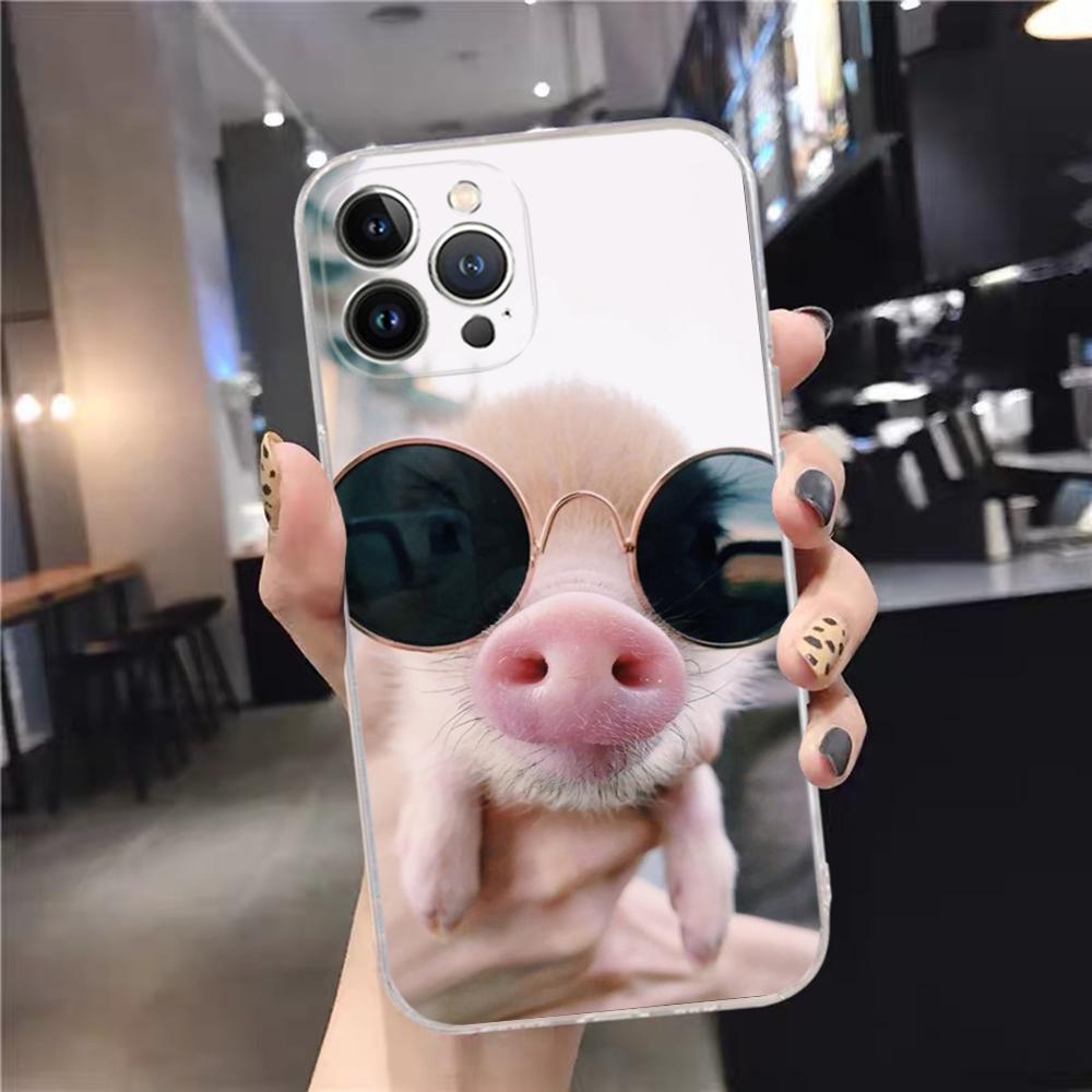 Cute little Pink Pig Phone Case For iPhone 15 14 11 12 13 Mini Pro XS Max Cover 6 7 8 Plus X XR SE 2020 Funda Shell