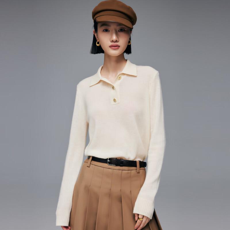 

PALUOPO Женский однотонный трикотажный кашемировый свитер с воротником поло M