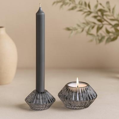 Candle Holder Taper and Tealight Midnight Grey 2-Pack