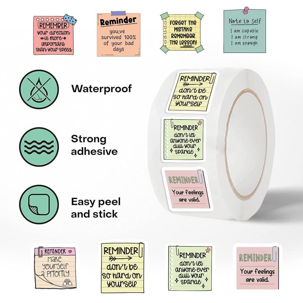500 Pieces/roll Roll Stickers Tape Stickers Reminder Text Manual Account Material Envelope DIY Seal Stickers