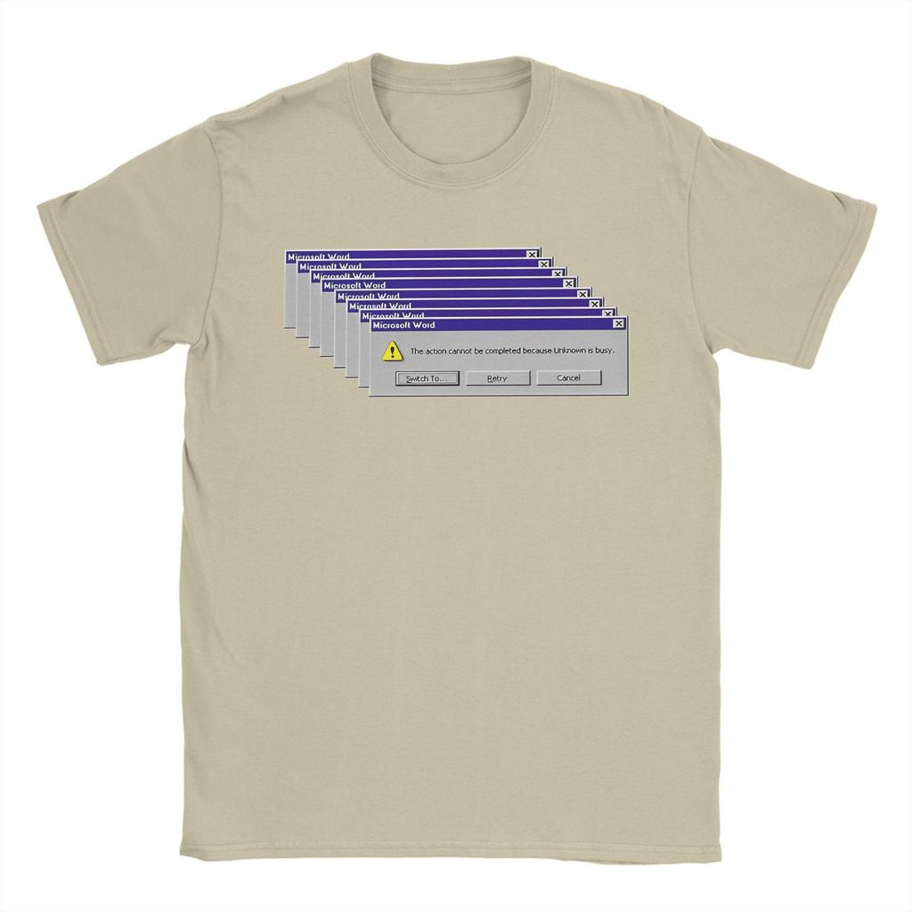 Hipster Windows 98 Foutmelding T-shirts voor Mannen Ronde Hals 100% Katoen T-shirts Korte Mouw Zomer Tops