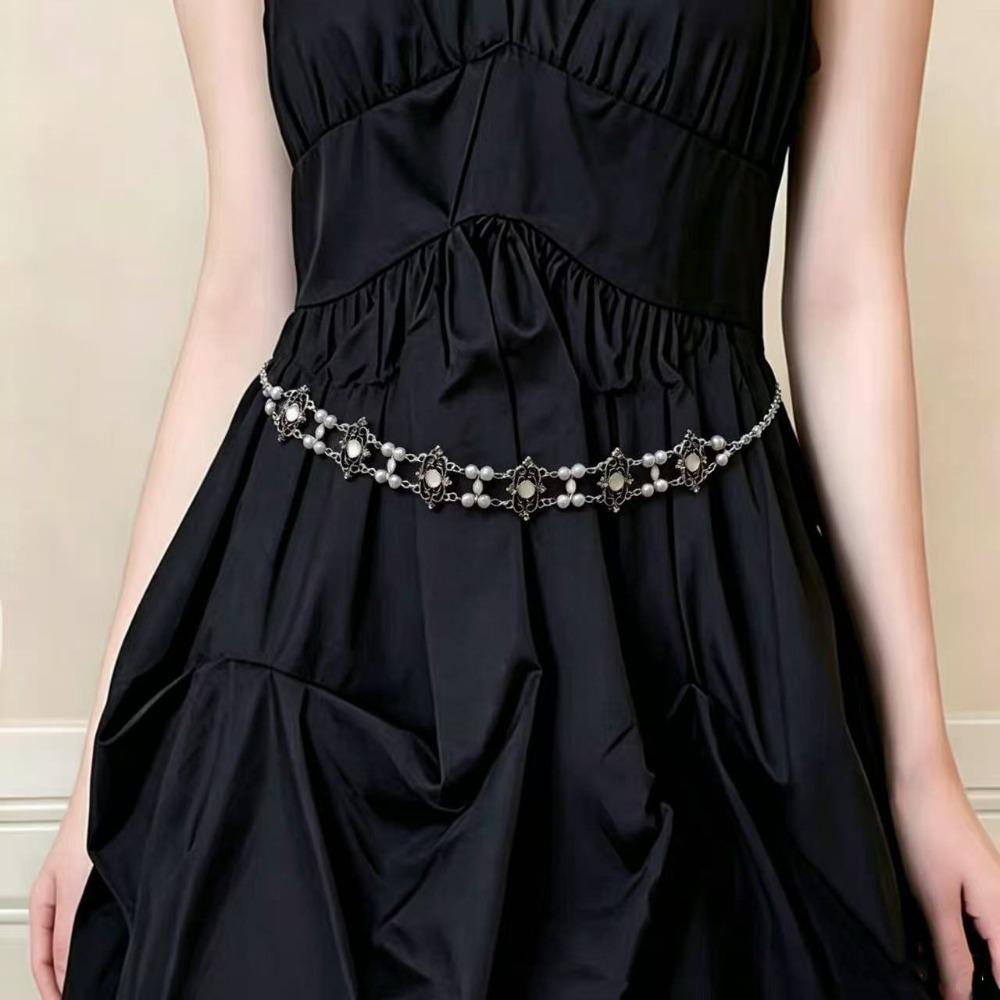 Adjustable Metal Belly Chain Elegant Hip Chain Fashion Pearl Waist Chains for Women