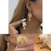 Chic Heart And Bead Hoop Earrings Versatile Gold Alloy Jewelry For Women