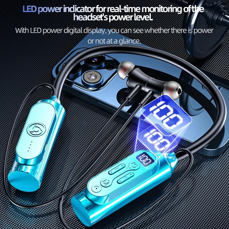 12000mAh 30000Stunden Wiedergabe Kabellose Bluetooth-Kopfhörer Magnetisches Sport-Lauf-Headset Nackenband Sport-Ohrhörer Geräuschunterdrückung