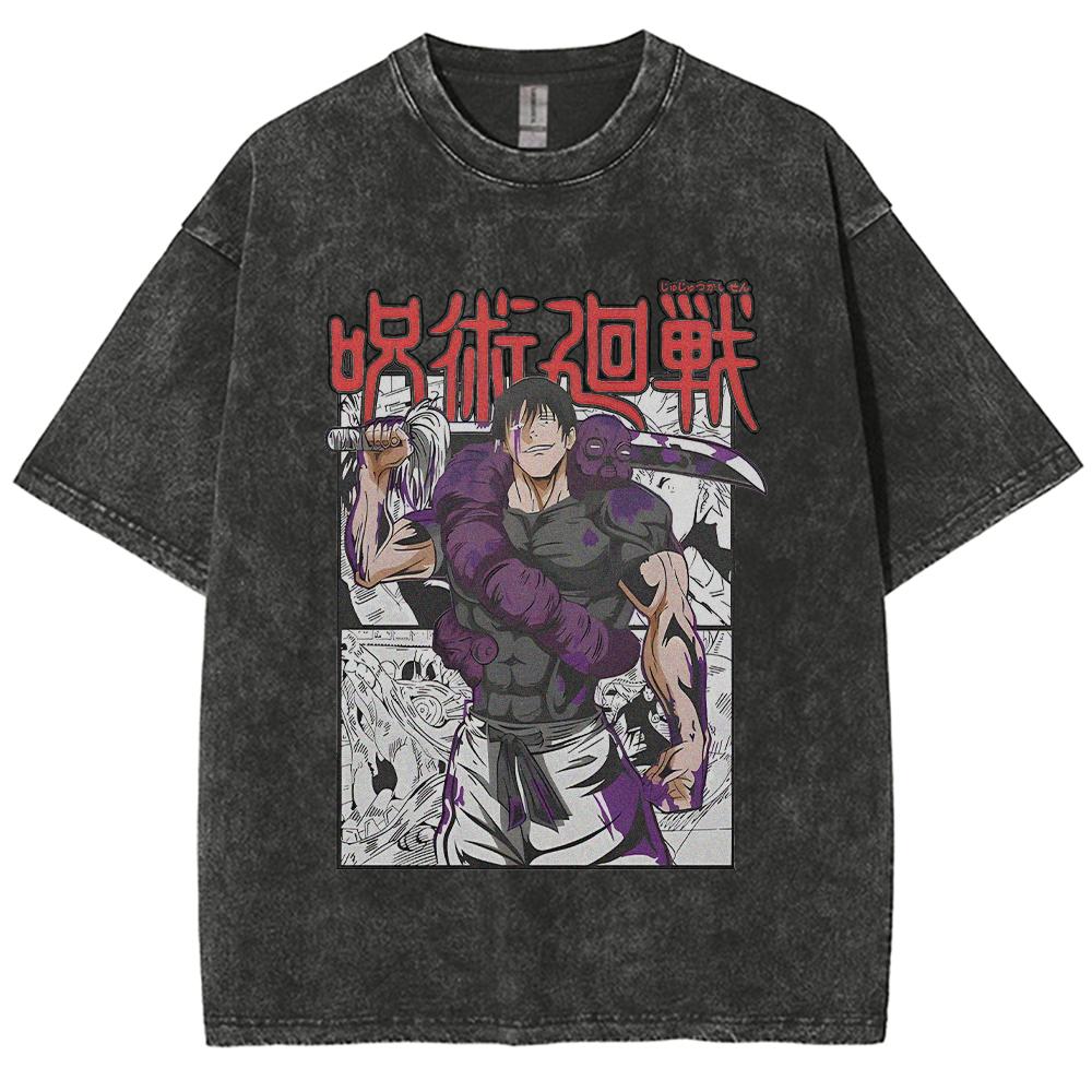Anime Jujutsu Kaisen Gojo Satoru T Shirts Washed Men's Women Cotton Harajuku T-Shirts Ryomen Sukuna Retro for Unisex Tops