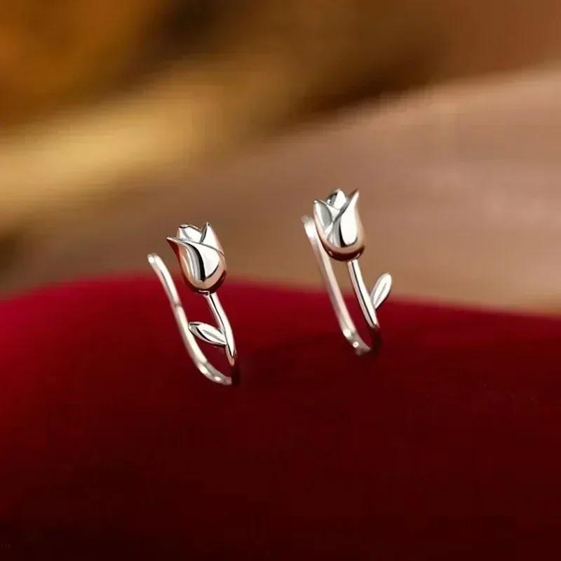 Silver Plated Heart Chain Earrings For Women Hypoallergenic Jewelry Party Gift Accessories Trendy Heart Earrings