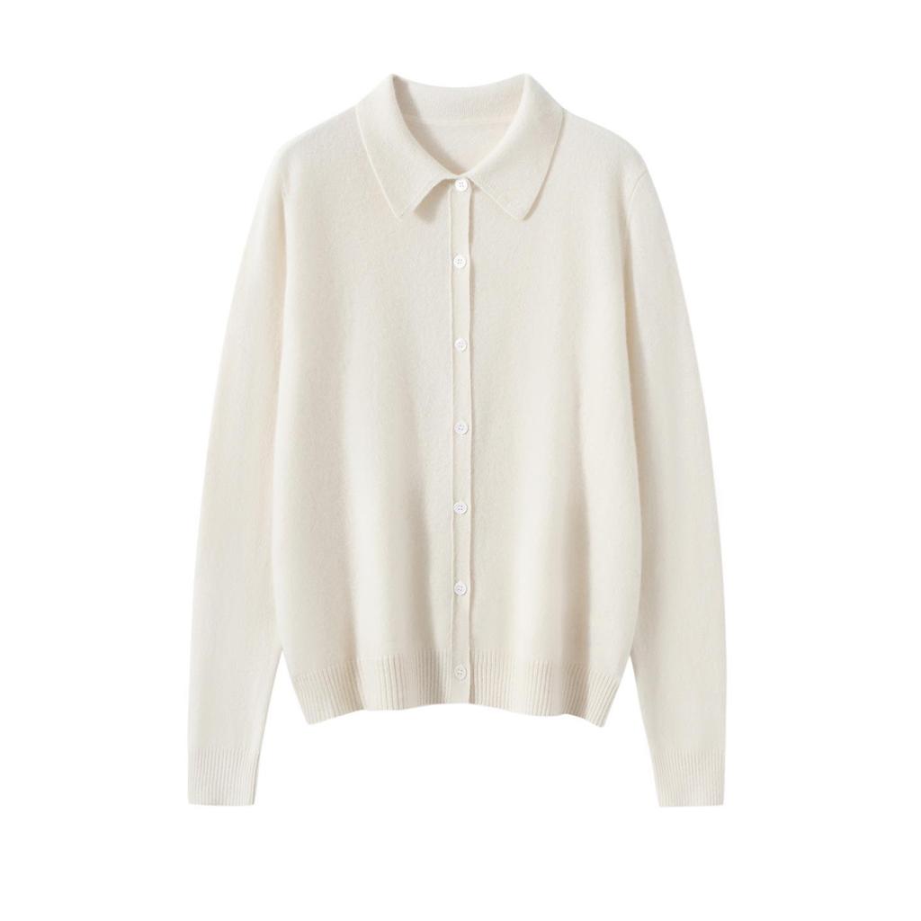 Women's 100% Cashmere Polo Neck Sweater - Versatile Autumn/Winter Knitwear Cardigan Blouse
