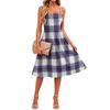 Women's Sleeveless Adjustable Strap Dress with Pockets Casual Plaid Pattern Midi Dress for Everyday Wear