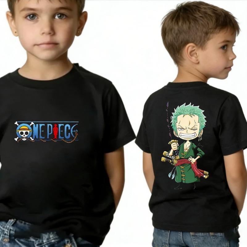 One Piece Boy's Girl's T Shirt Summer Kids Anime T-Shirt Luffy Zoro Nami Chopper Cute Clothes Cartoon Tees Birthday Gifts Tops