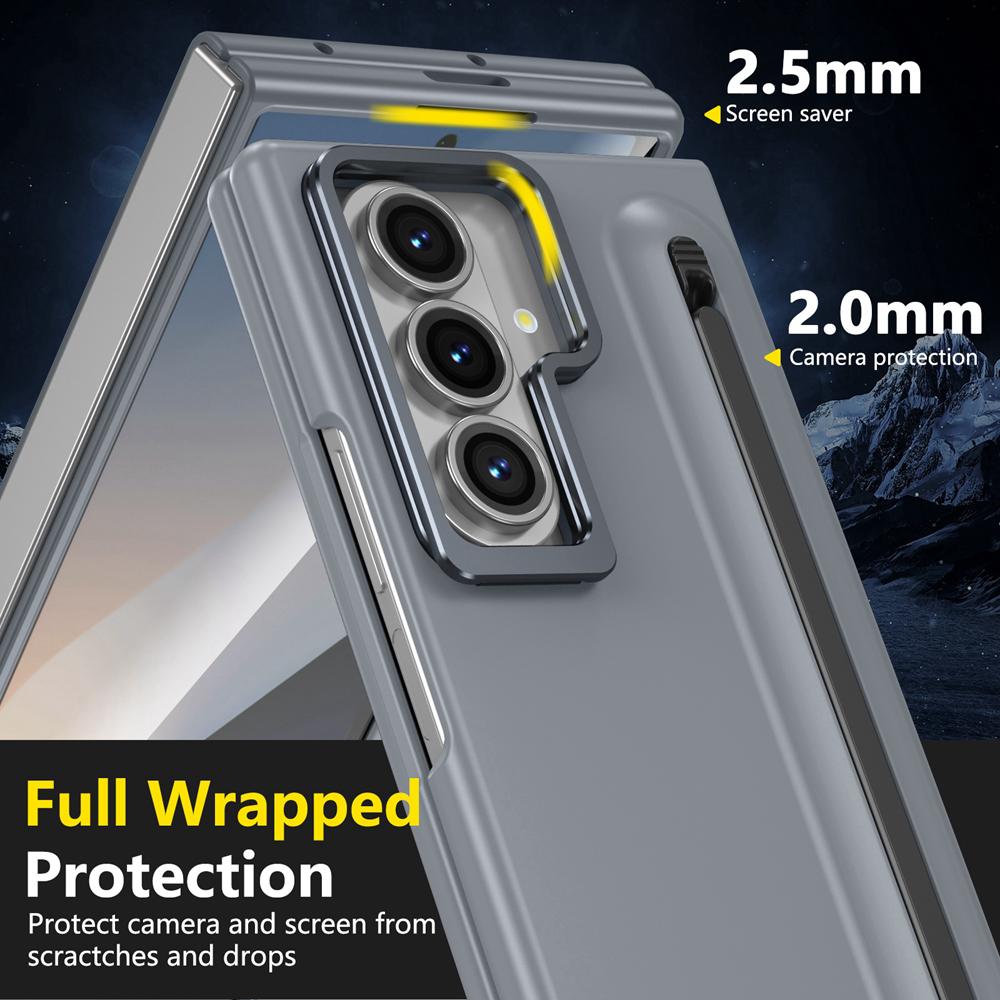Luxury Multifunctional Lens Holder Touch Pen Case for Samsung Galaxy Z Fold 7 6 5 4 Shockproof Built-in Glass Screen Film Cover