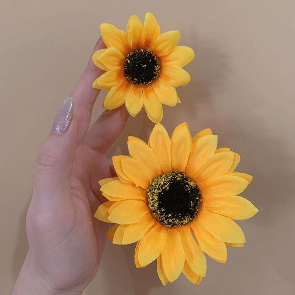 Cloth Sunflower Hairpin Korean Style Girl Hair Clip  Party Ponytail Holder