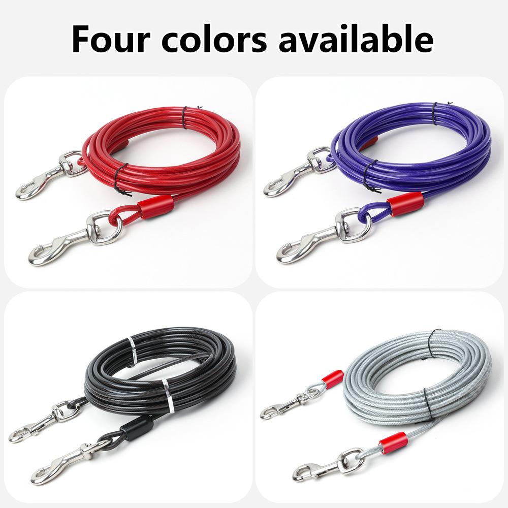 

3M Outdoor Pet Leash Steel Wire Rope Dogs Chain Durable Double-end Dogs Leash For Camping Garden Ground белый