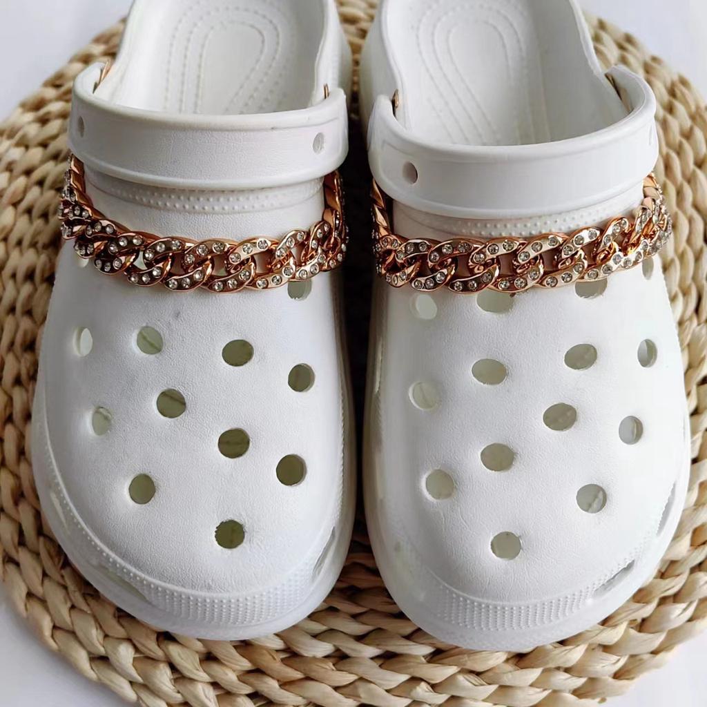 New hole shoe accessories DIY shoe buckle accessories decorative removable rhinestone chain accessories