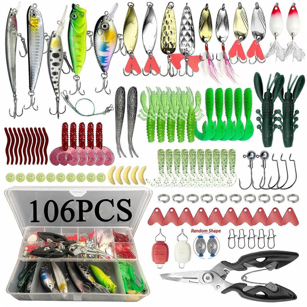 79pcs Fishing Lures Kit for Bass, Trout, Salmon – Topwater Jigs, Minnows, Poppers, Spoons, Soft Worms – Compatible with All Rods