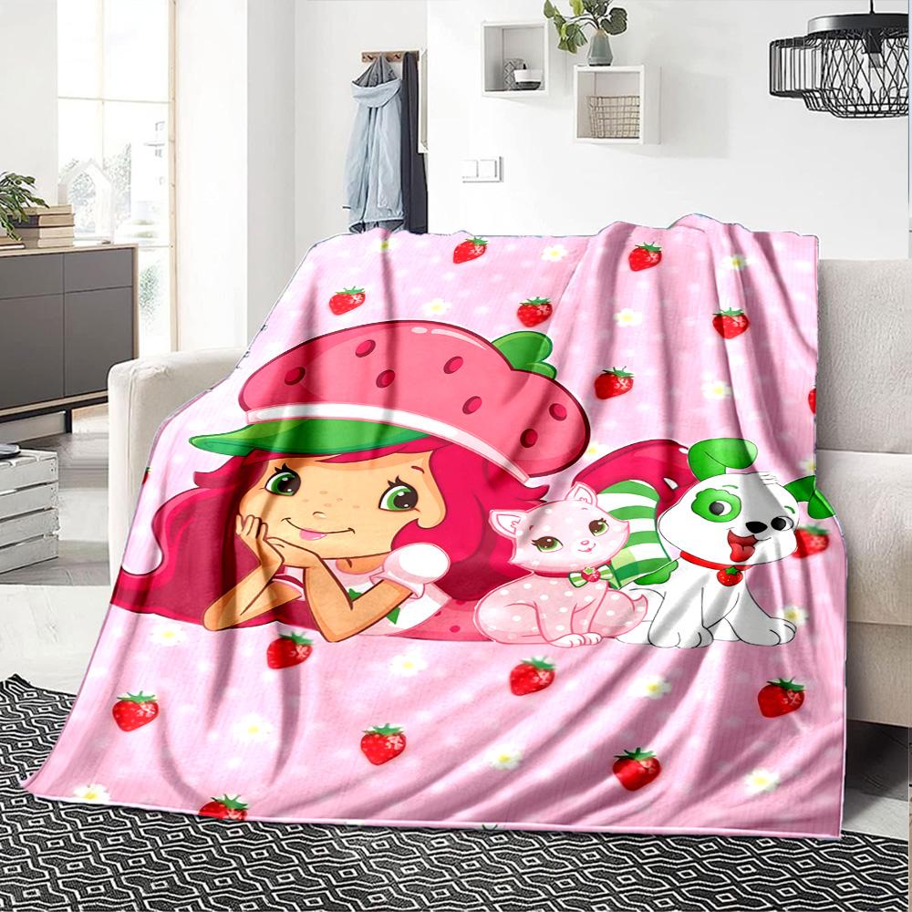 1pc Princess Strawberry12 Blanket, Gift, for Men and Women, Soft Blanket, Good for Sofa Bed Couch Travel, Lightweight Flannel Blanket