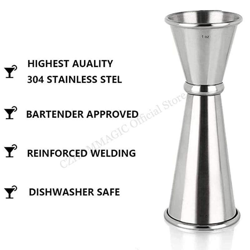 30/60ml Cocktail-Jigger aus Edelstahl, Japanischer doppelter Oz Spirituosen-Messbecher, Bar-Werkzeuge, Küche, Party, Club, Getränkemarkierungen