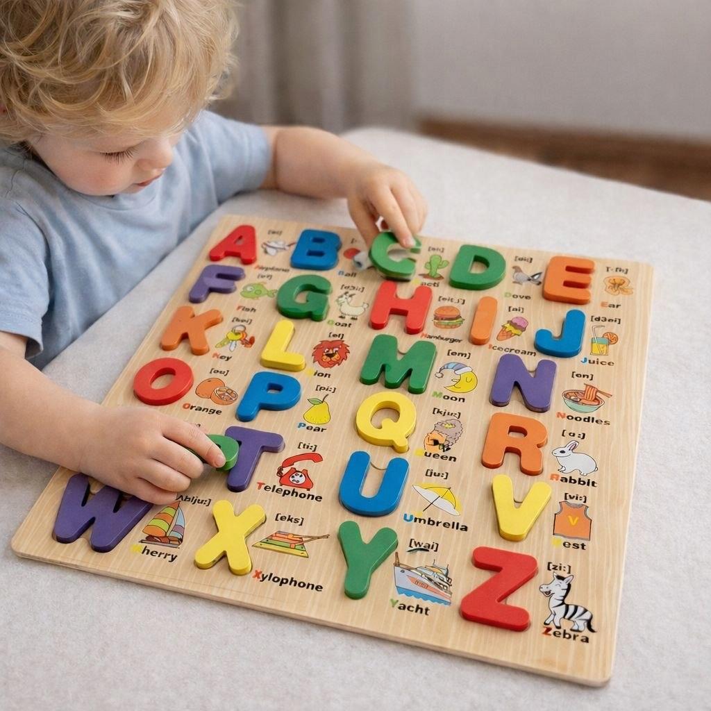 Wooden Puzzle English Alphabet Letters Educational Puzzle