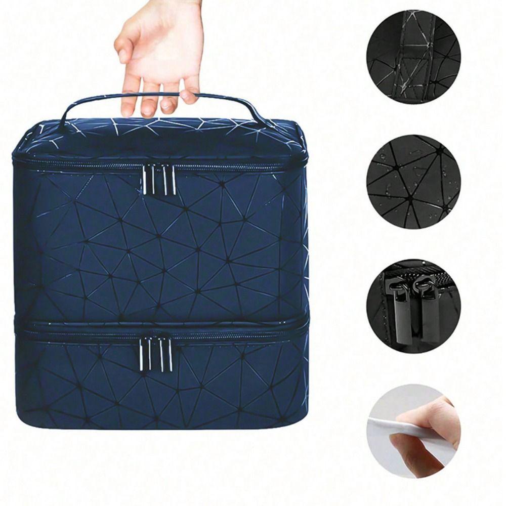 PU Leather Nail Kit Carrying Case Double-Layer Storage Box Professional Cosmetic Bag  Travel