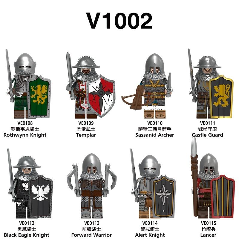 Medieval Black Hawk Knight Front Warrior Building Blocks Minifigure Toy Bagged V1002 Compatible Large Particles