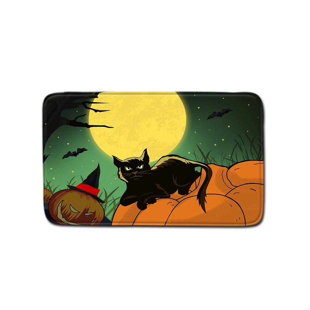 Halloween Bathroom Four-Piece Combination Set Bedroom Non-Slip Carpet Floor Mat Door Mat