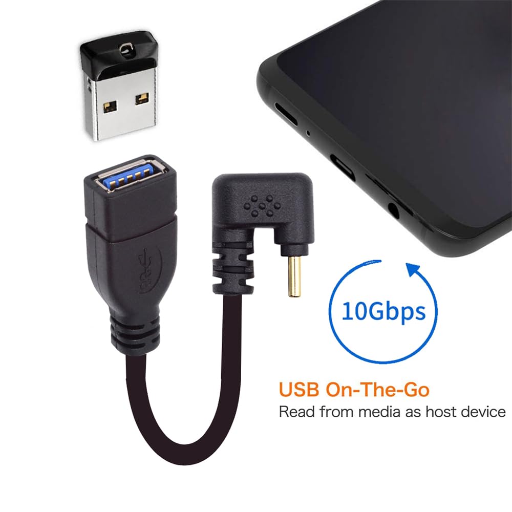 Cablecc 10Gbps USB Male To USB Female OTG Data Power Reverse Back Angle 30cm USB-C 3.1 Type-C 3.0-A U-Shaped Cable,