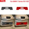For BMW 7 Series F01 F02 2009-2014 Carbon Fiber Rear Water Cup Holder Switch Panel Trim Cover Car Interior Accessories Sticker
