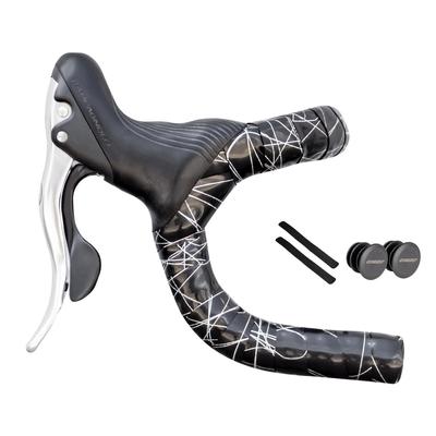 GORIX Μπάρα Ποδηλάτου Δρόμου 3mm Ανθεκτική και με Καλλιτεχνικό Σχέδιο και Ανακλαστικό Σχέδιο Κομψή Ταινία, Παχιά, Απορροφητική, (ΛΑΜΨΗ), Μαύρο, Αντιολισθητικό,