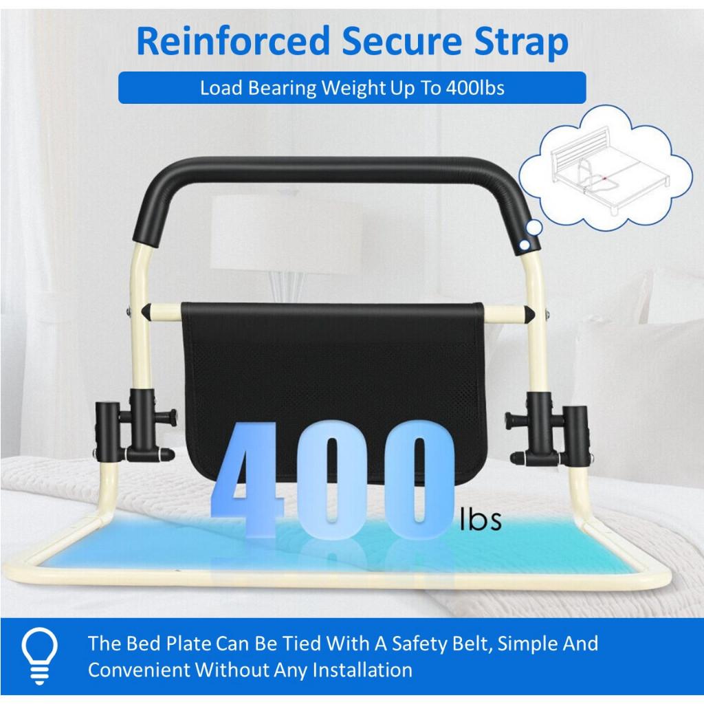 3-in-1 Foldable Bedside Grab Bar Elderly People Using Multipurpose Bedside Safety Handrail With Storage Pouch Bedside Handrail