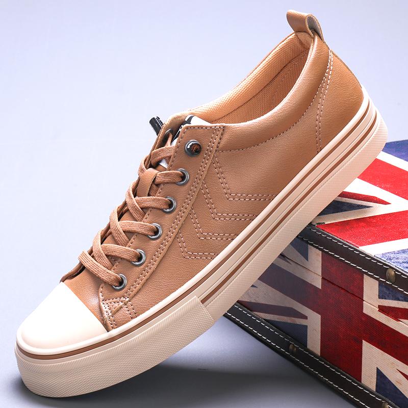 Fashion New Fashion Mens Casual Shoes Youth Teenage Leather Footwear for Men Lace-up Male Casual Sneakers Versatile Male Vulcanize Shoes
