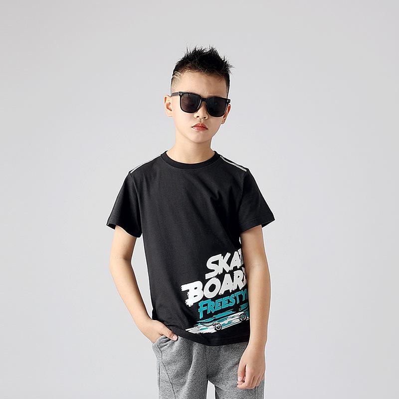 

Детская дышащая летняя спортивная футболка в корейском стиле - Модная футболка с коротким рукавом для мальчиков 150 cm чёрный