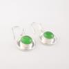 925 Sterling Silver Green Cat's Eye Gemstone Jewelry Handcrafted Earrings 1.40" EE-4-46