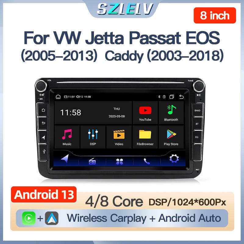 Fits VW Jetta, Passat, EOS, Caddy: Central Control, Navigation, Reverse Camera, Radio