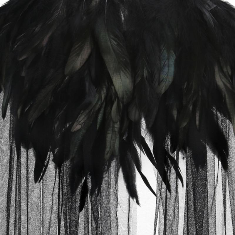 Unisex Cloak Women Halloween Cape Feathers Robe Cosplays Costume Fancy Dress Party Wizard Witch Mantle Magician Outfits