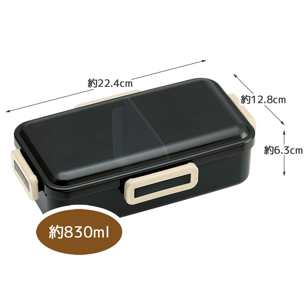 Skater Ag+ Fluffy Bento Box, 830ml Large Capacity, Retro French Style, Black, Made in Japan (PFLB8AG)