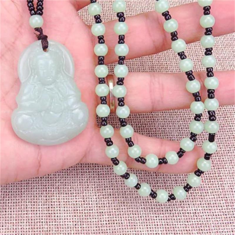Schwarz Grün Buddha Anhänger Halsketten Frauen Amulett Chinesischen Stil Maitreya Halskette Schmuck Stil Drop Shipping