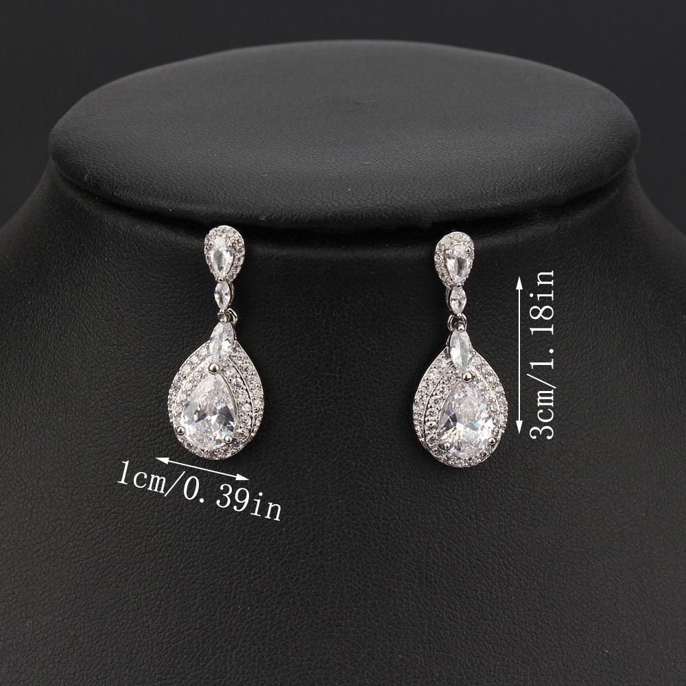 Elegant Long Teardrop Zirconia Dangle Earrings for Evening Wear and Brides