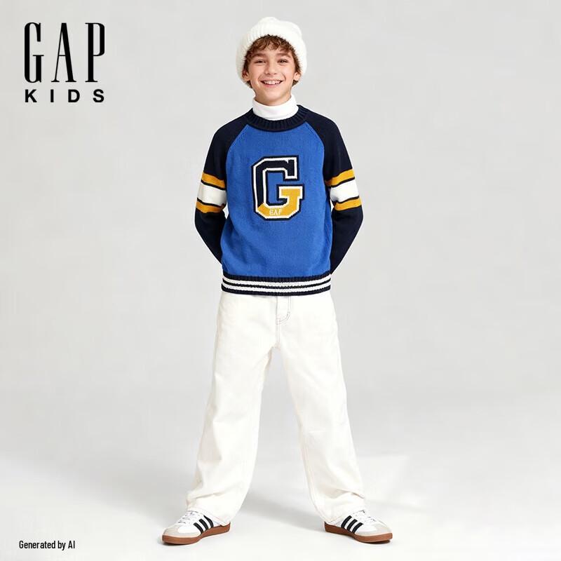 Gap Boy s Jacquard Logo Raglan Knit Sweater 160/76