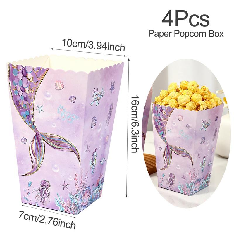 4 Pcs Creative Popcorn Containers for Party Supplies,  French Fries Box, Popcorn Cups, Popcorn Buckets Treat Boxes for Any Party 7x10x16cm