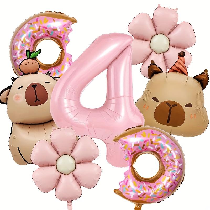 7pcs Capybara Themed Balloon 32 Inch Pink Numbers 1-9 Birthday Balloon Set Children's Party Decoration Birthday Surprise Gifts