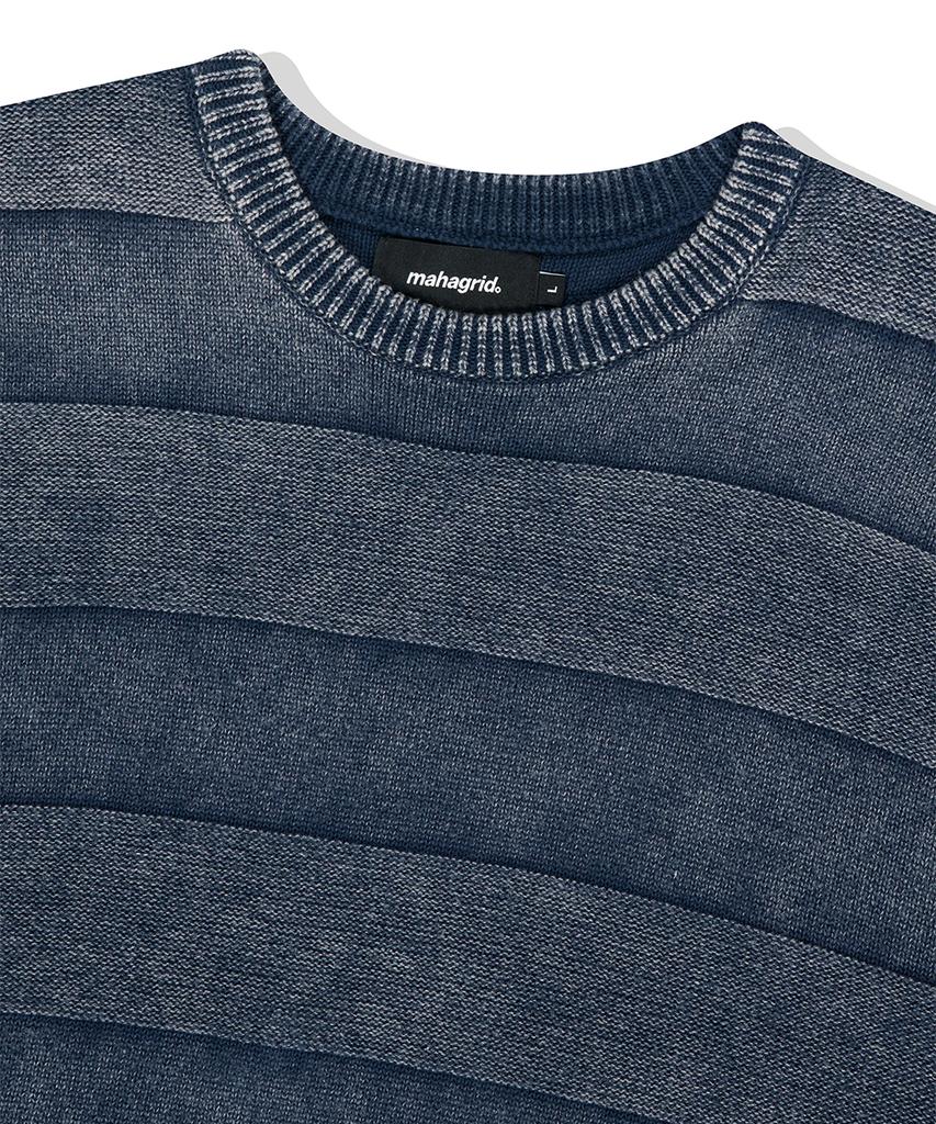 MAHAGRID Washed Stripe Knit Navy(Mg2Esmk600A)