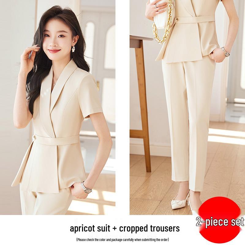 Set Costum Profesional de Vară pentru Femei – Ideal pentru Recepția Hotelului, Magazine de Bijuterii, Saloane de Frumusețe