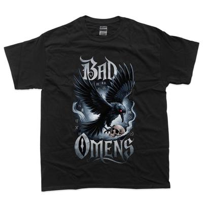 Maglietta Vintage Bad Omens Corvi e Teschio Maglietta Musica Rock Classica