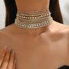 Diamantbesat Flerlags Halskæde, Europæisk og Amerikansk Banket Catwalk, Overdreven Personlighed, Moderigtig Trend, Halskæder til Kvinder, Choker