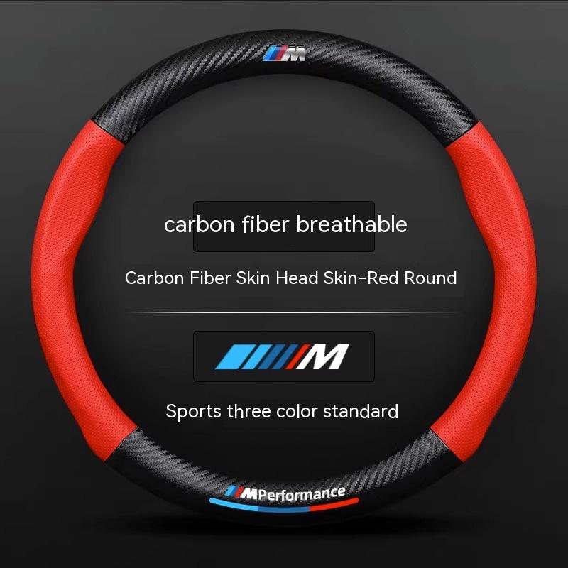 For BMW M X1 X3 X5 X6 X7 G20 G30 I3 I4 E36 E39 E46 E87 E90 E92 F10 F15 F20 F25 F30 Carbon Fiber Leather Car Steering Wheel Cover